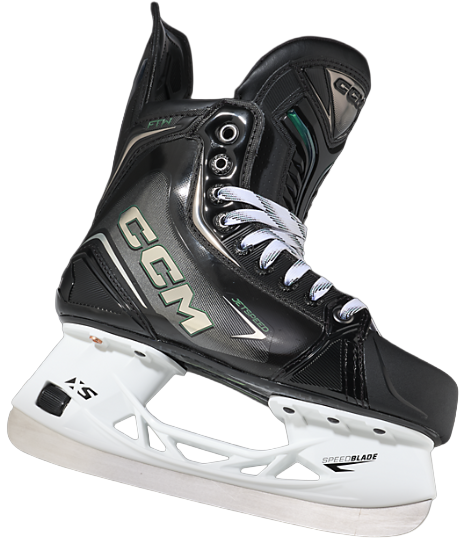 CCM Jetspeed FTW — women's-specific hockey skate, side profile showing SpeedBlade XS holder