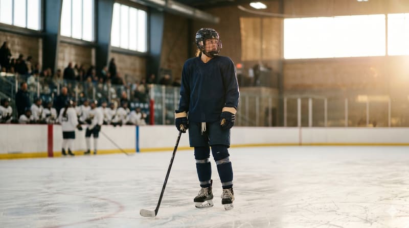 Female player on ice during practice